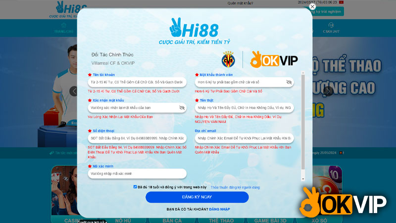 Hướng dẫn cách gia nhập sân chơi Hi88 VIP